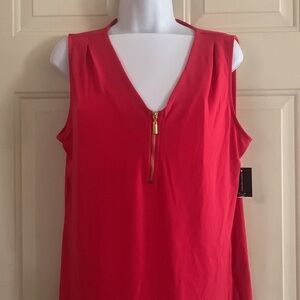 INC International Concepts Red Top 1/4 Zip Vibrant Style Essential